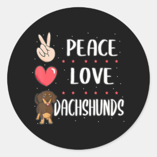 Funny Peace Liebe Dackel Hund Lover Vater Mama Runder Aufkleber