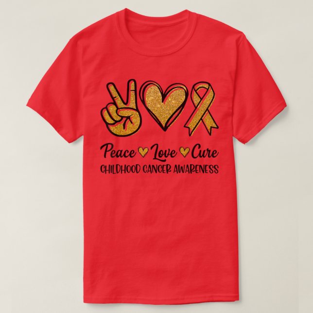 Funny Peace Liebe heilen Kinderkrebs Bewusstsein G T-Shirt (Design vorne)