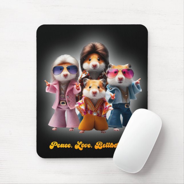 Funny Peace. Liebe. Knochenböden. Hamster Supergro Mousepad (Mit Mouse)
