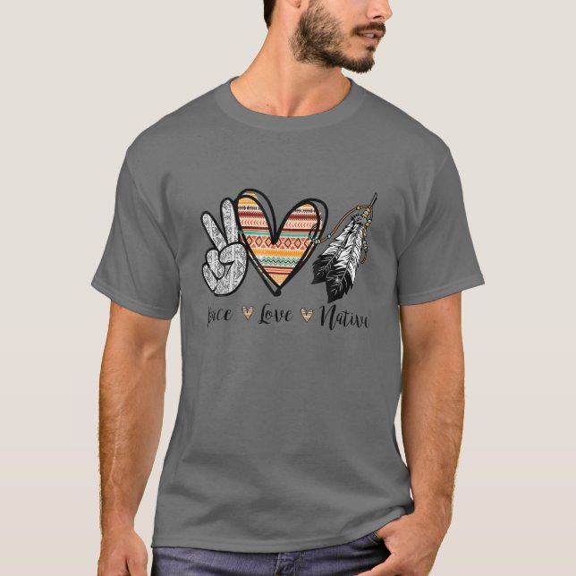 Funny Peace Liebe Native Heart Blood Native Americ T-Shirt (Vorderseite)
