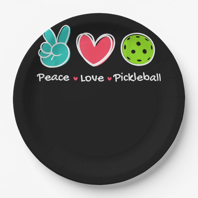 Funny Peace Liebe Pickleball Park/Garten Liebe Pic Pappteller (Vorderseite)