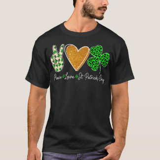 Funny Peace Signer Herzstück Kleeblatt Liebe St Pa T-Shirt