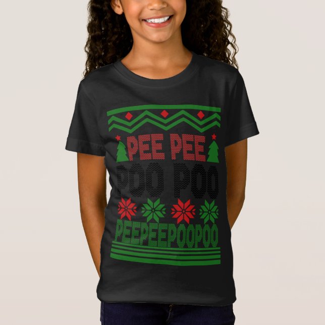 Funny Pee Poo Poo Ugly Christmas Sweater Sweater S T-Shirt (Vorderseite)