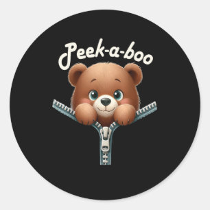 Funny - Peekabo - Bär Runder Aufkleber