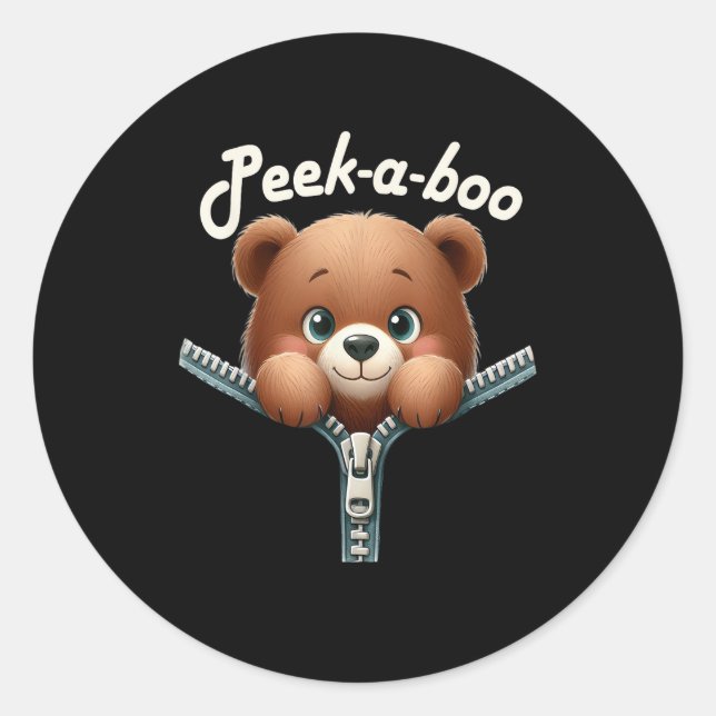 Funny - Peekabo - Bär Runder Aufkleber (Vorderseite)
