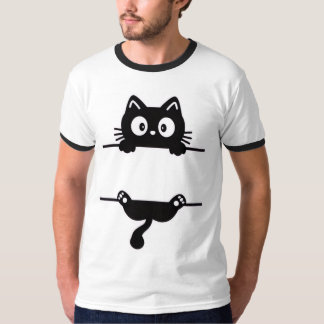 Funny Peekaboo Cat T - Shirt - Cooler Lässiger Sti