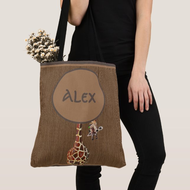 Funny Peeking Giraffe Monogram Tasche (Von Nahem)