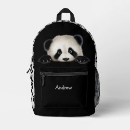 Funny Peeking Panda Bär mit Tracks Bedruckter Rucksack