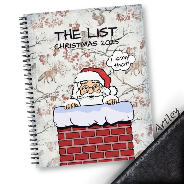 Funny Peeking Santa Naughty List Notizbuch (Von Creator hochgeladen)