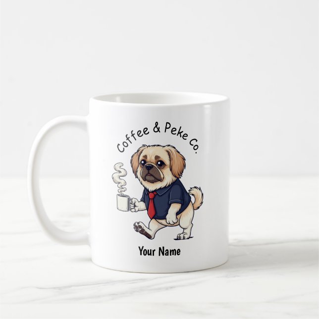 Funny Pekingese Dog Business Suit Coffee  Kaffeetasse (Links)