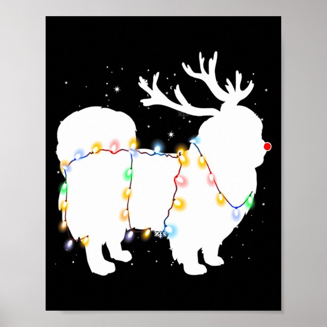 Funny Pekingese Dog Tree Christmas Lights Xmas Paj Poster (Vorne)