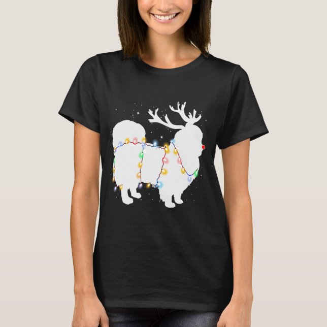Funny Pekingese Dog Tree Christmas Lights Xmas Paj T-Shirt (Vorderseite)