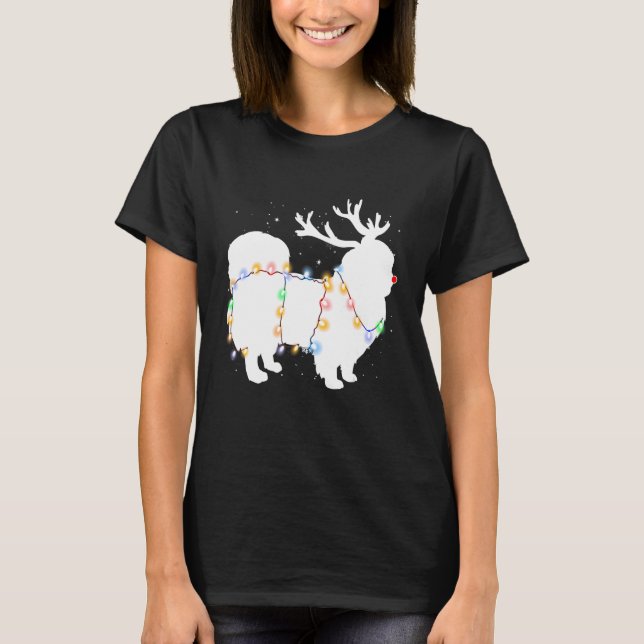 Funny Pekingese Dog Tree Weihnachtsbeleuchtung Xma T-Shirt (Vorderseite)