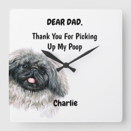 Funny Pekingese Vater Watercolor Centro Museo Cant Quadratische Wanduhr