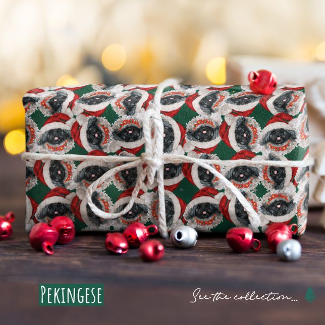 Funny Pekingese Weihnachtsmuster Geschenkpapier (Von Creator hochgeladen)