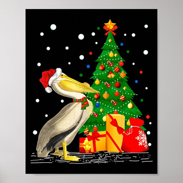 Funny Pelican Lover Gift Santa Hat Pelican Christm Poster (Vorne)