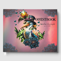 Funny pelican mit Steampunk-Hut und tropischem Fan