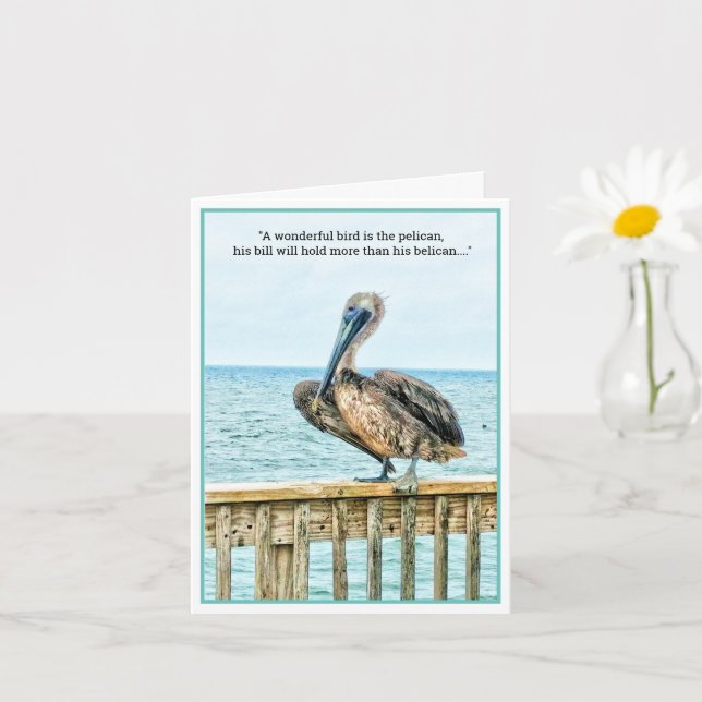 Funny Pelican NoteCard Karte (Kleine Pflanze)