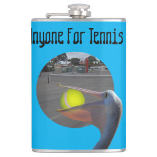 Funny Pelican Tennis Player, Hip Flask Flachmann