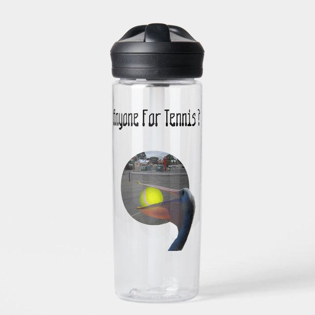 Funny Pelican Tennis Player, Trinkflasche (Vorderseite)