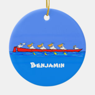 Funny pelicans ruderender Cartoon Keramik Ornament