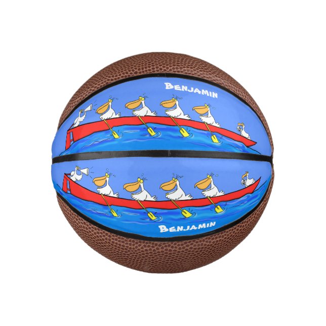 Funny pelicans ruderender Cartoon Mini Basketball (Vorderseite)