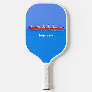 Funny pelicans ruderender Cartoon Pickleball Schläger