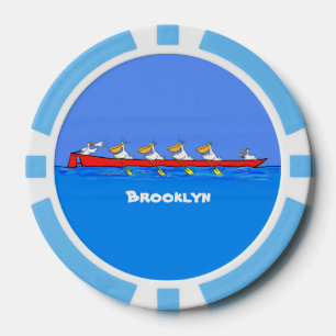 Funny pelicans ruderender Cartoon Pokerchips
