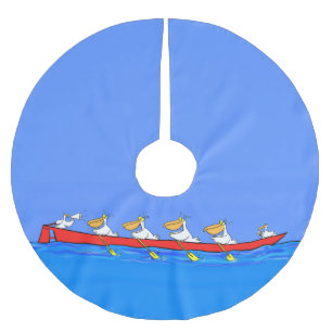 Funny pelicans ruderender Cartoon Polyester Weihnachtsbaumdecke