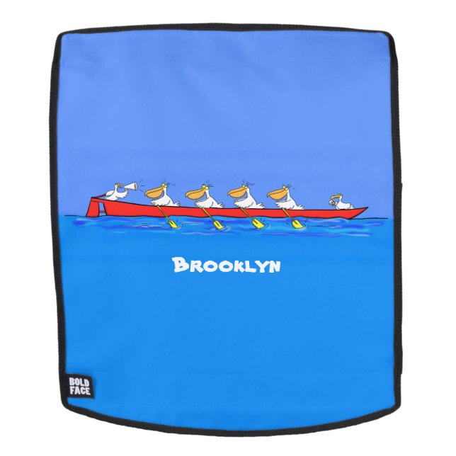 Funny pelicans ruderender Cartoon Rucksack (Abnehmbare Front)