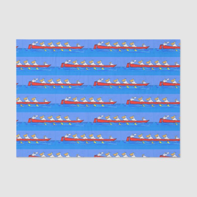 Funny pelicans ruderender Cartoon Seidenpapier (Vorderseite)