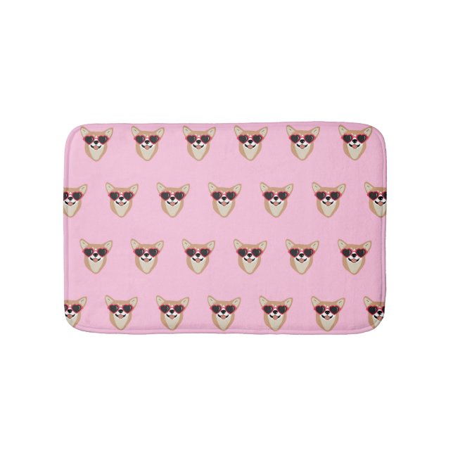 Funny Pembroke Welsh Corgi Pattern Pink Badematte (Vorderseite)