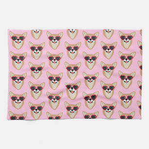 Funny Pembroke Welsh Corgi Pattern Pink Geschirrtuch