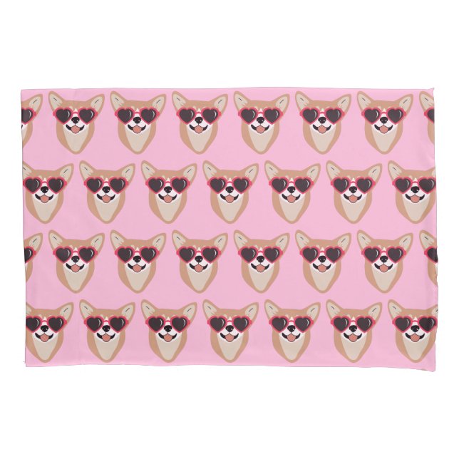 Funny Pembroke Welsh Corgi Pattern Pink Kissenbezug (Vorderseite)