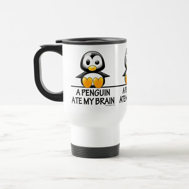 Funny Penguin Ate My Brain Graphic Reisebecher (Links)