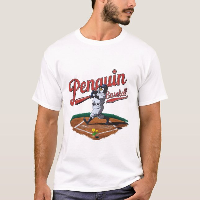 Funny Penguin Baseball T-Shirt (Vorderseite)