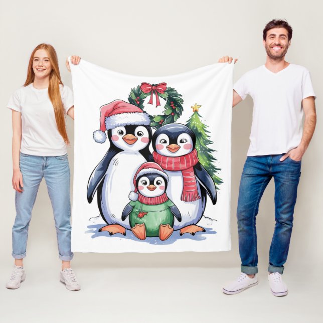 Funny Penguin Christmas Matching Familie Pajamas Fleecedecke (Beispiel)
