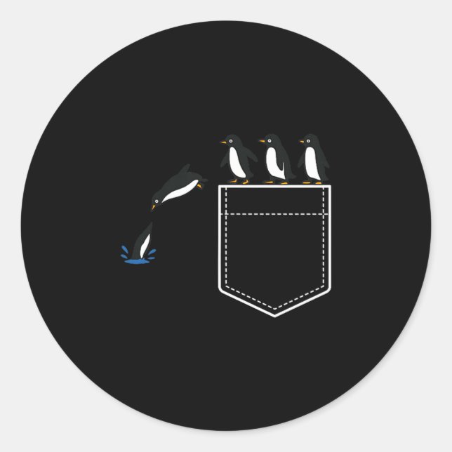 Funny Penguin Cket Cute Diving Penguin Animal Love Runder Aufkleber (Vorderseite)