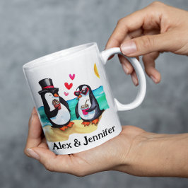 Funny Penguin Couple Names Personalized Kaffeetasse