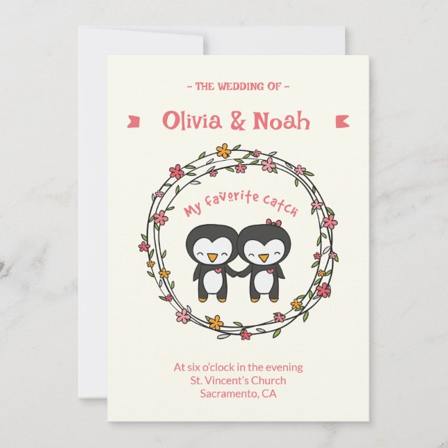 Funny Penguin Einladungskarte Einladung (Vorderseite)