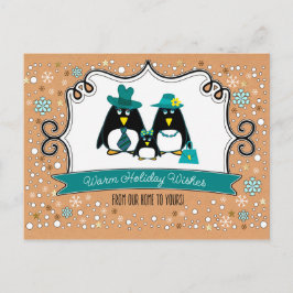 Funny Penguin Familie von 3 Weihnachtspostkarten Feiertagspostkarte