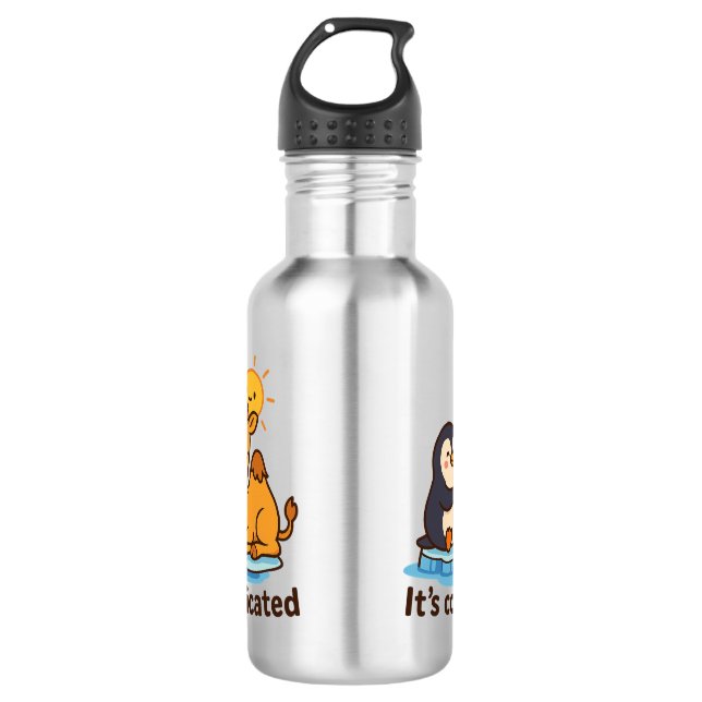 Funny Penguin & Giraffe Water Bottle  Edelstahlflasche (Vorderseite)