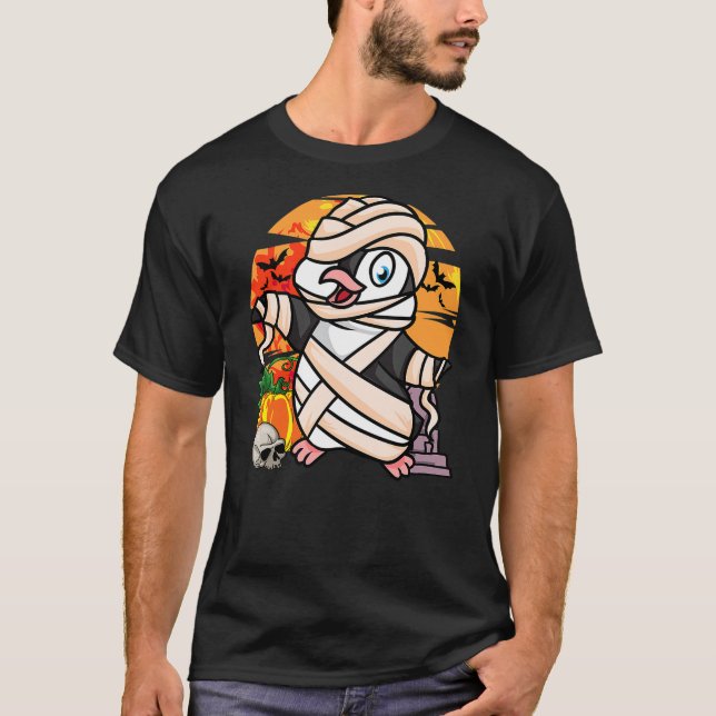 Funny Penguin Halloween Mummy Penguin T-Shirt (Vorderseite)