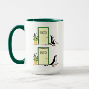 Funny Penguin hat kosmetische Operation Cartoon Tasse