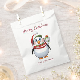 Funny Penguin Holding Ornament Frohe Weihnachten Geschenktütchen