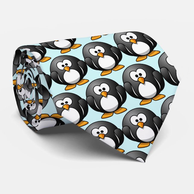 "Funny Penguin" Pattern Neck Tie  Krawatte (Gerollt)