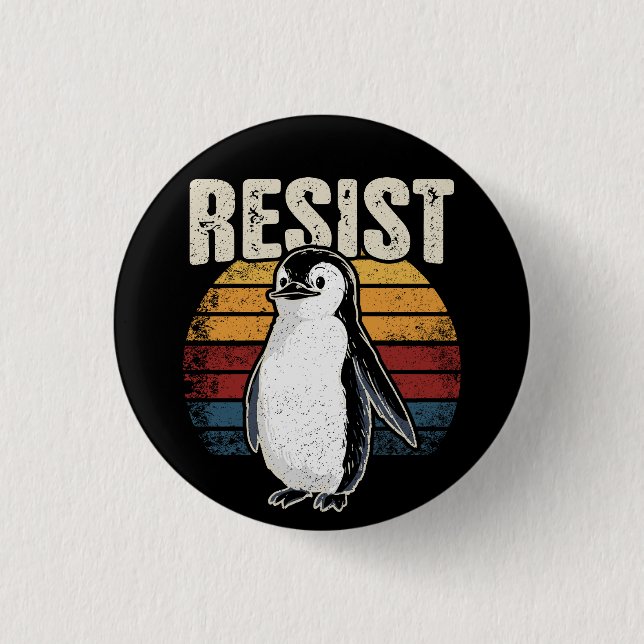 Funny Penguin Resist Cool Penguins Residenz Button (Vorderseite)