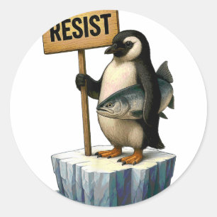 Funny Penguin Resist Cool Penguins Residenz Runder Aufkleber