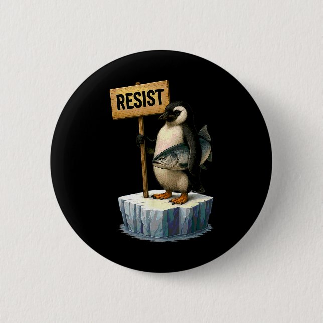Funny Penguin Resist Coole Pinguine Residenz 2 Button (Vorderseite)