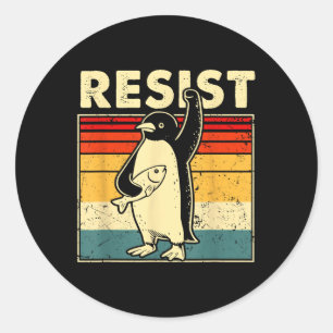 Funny Penguin Resist Coole Pinguine Vintag Protest Runder Aufkleber